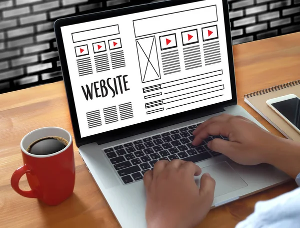 Web Design szkic układu rysunku Www Media oprogramowanie i grafika — Zdjęcie stockowe