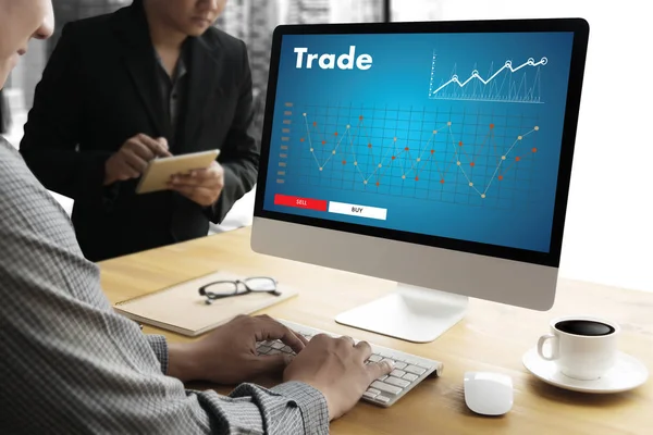 Odborníků pracujících Trade Finance Forex graf Chart koncept m — Stock fotografie