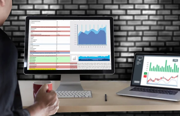 Arbeta hårt Data Analytics statistik Information Business teknolo — Stockfoto