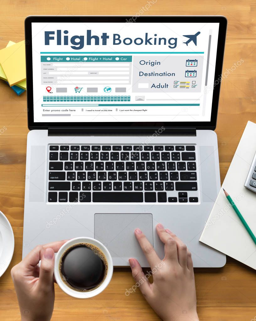 GO Flight Booking Air Online Ticket Book Concept 