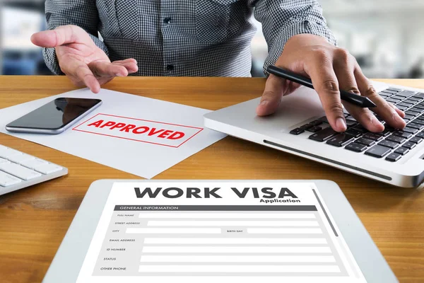 Solicitud de visa de trabajo Contratación de empleo para trabajar businessma —  Fotos de Stock