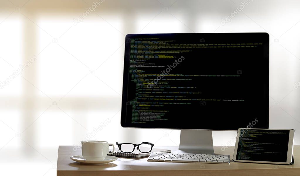 Developer Team Working Laptop Computer Mobile Application Softwa
