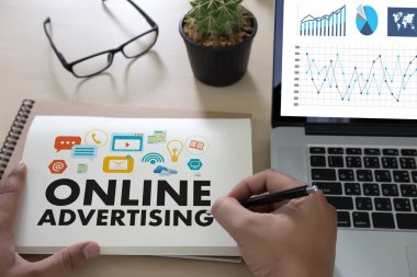 ONLINE ADVERTISING Website Marketing , Update Trends Advertising clipart