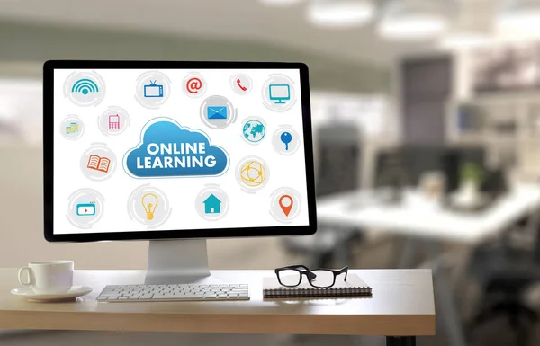 Online Learning łączność technologii Coaching online umiejętności T — Zdjęcie stockowe