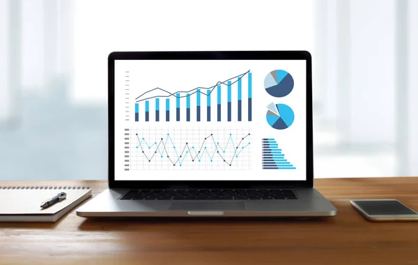 Statistieken analyse Business gegevens Diagram verhoging groeimarkt — Stockfoto