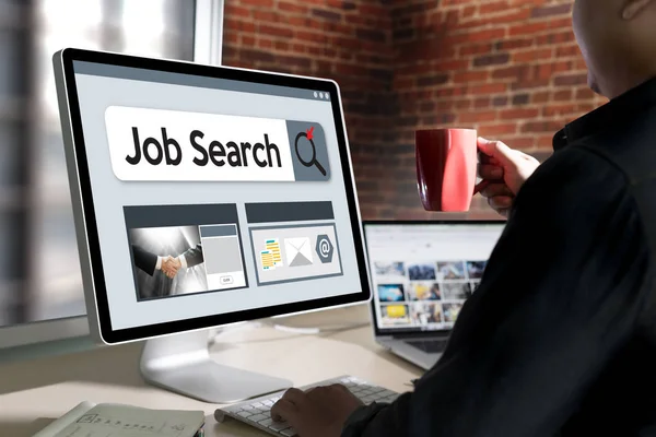 Jobsuche Geschäftsmann Human Online Job Resources Suche beitreten u — Stockfoto
