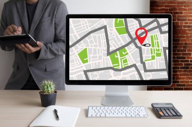 GPS harita yol hedef ağ bağlantısına yer sokak 