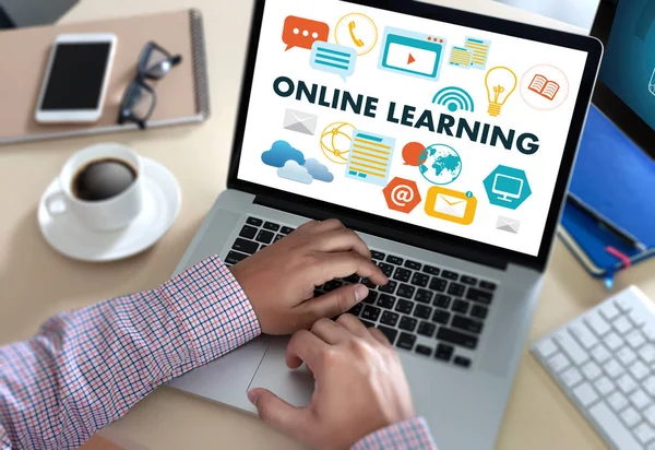 ONLINE LEARNING Connectivity Technology Coaching online Skills T — Stock Photo, Image