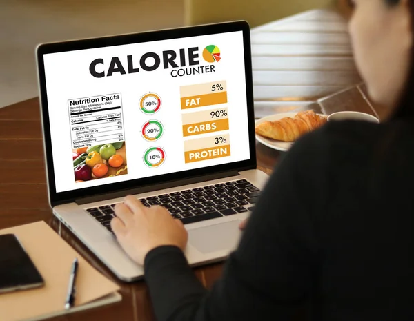 Kalorie počítání čítače aplikace lékařské jíst zdravě zemřít — Stock fotografie