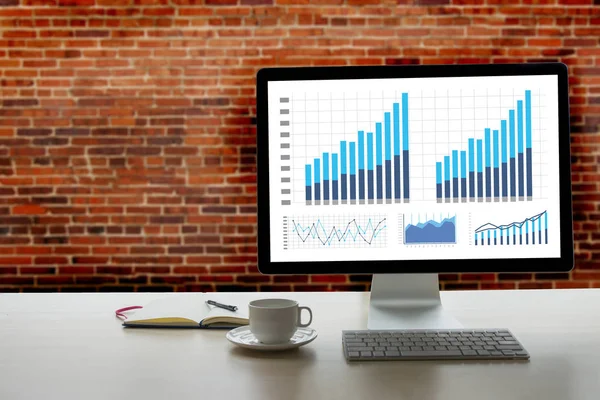 Statistika analýzy obchodních dat diagramu růst zvýšení trh — Stock fotografie