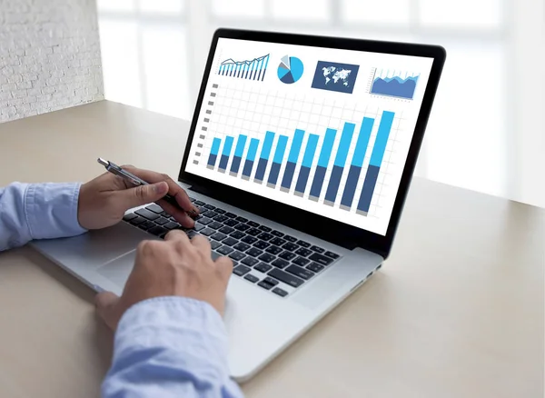 Statistik analys Business Data Diagram tillväxt öka marknaden — Stockfoto