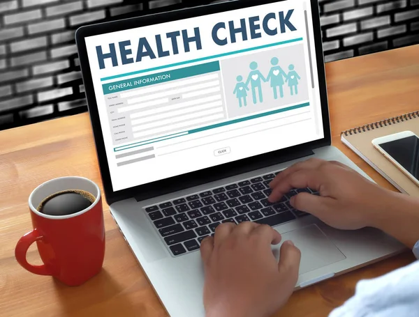 Digital HEALTH CHECK Concept working with computer interface as