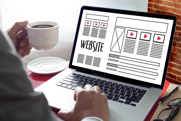 Web Design layout esboço desenho Software Mídia WWW e Gráfico — Fotografia de Stock