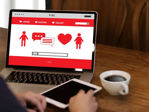 Red heart Online-Dating finden Liebe Dating Paar Dating-Glück — Stockfoto