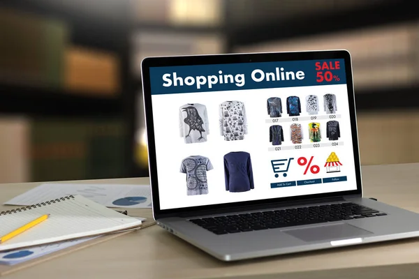 Compras online Adicionar ao Carrinho Loja online Compre Venda Digital — Fotografia de Stock