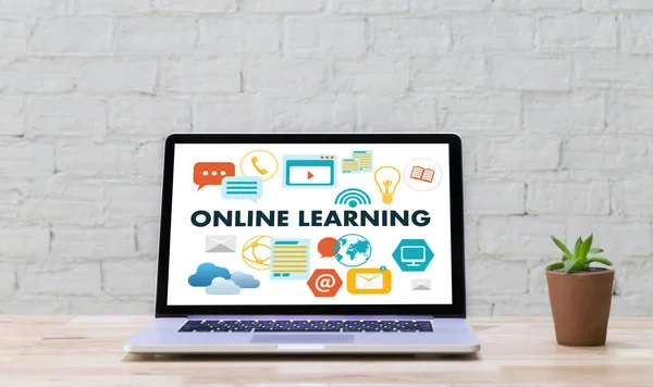 Online učení připojení technologie koučování online dovednosti T — Stock fotografie