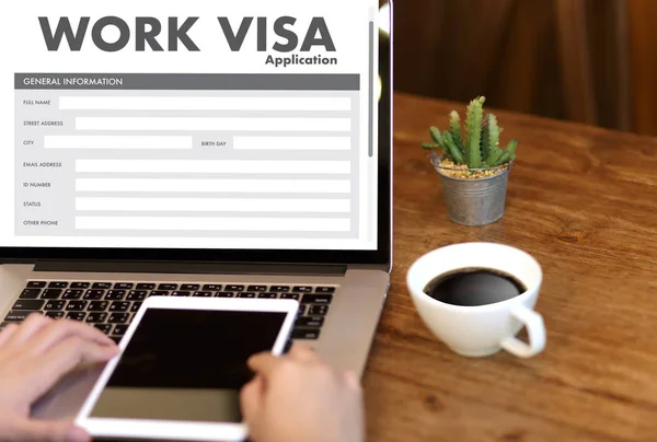 Solicitud de visa de trabajo Contratación de empleo para trabajar businessma —  Fotos de Stock