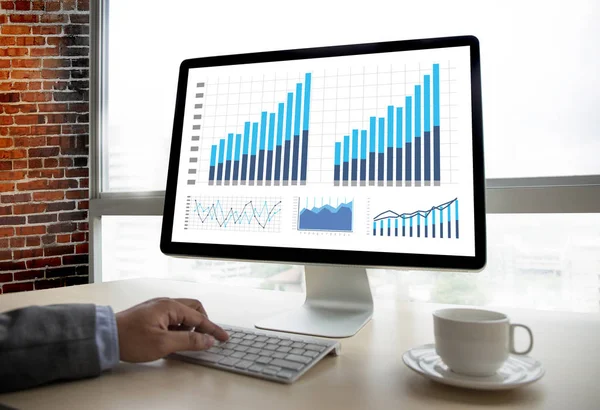 Statistieken analyse Business gegevens Diagram verhoging groeimarkt — Stockfoto