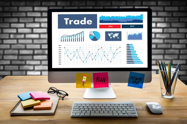 Odborníků pracujících Trade Finance Forex graf Chart koncept m — Stock fotografie