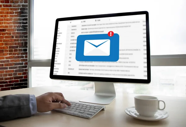 Mail Comunicazione Messaggio di connessione al telefono contatti mailing — Foto Stock