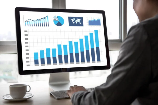 Statistika analýzy obchodních dat diagramu růst zvýšení trh — Stock fotografie