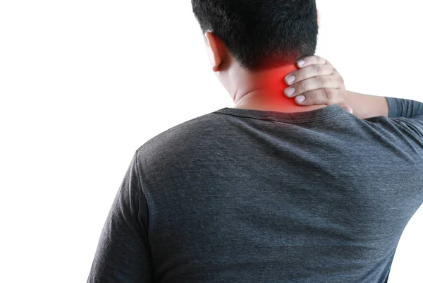 Молодий чоловік відчуває біль внизу спини Концепція полегшення болю — стокове фото