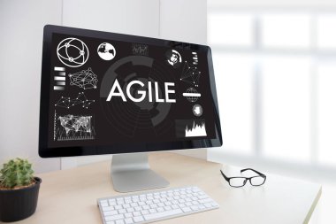 Çevik çeviklik çevik hızlı hızlı kavramı işadamı çalışma  