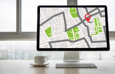 GPS harita yol hedef ağ bağlantısına yer sokak 