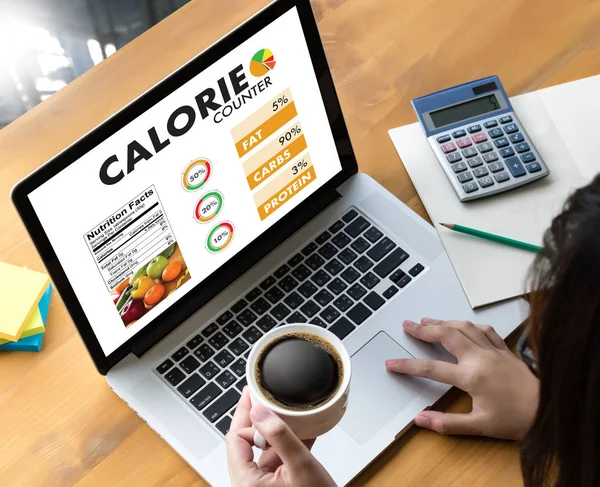 CALORIE  counting counter application Medical eating healthy Die — Stock Photo, Image