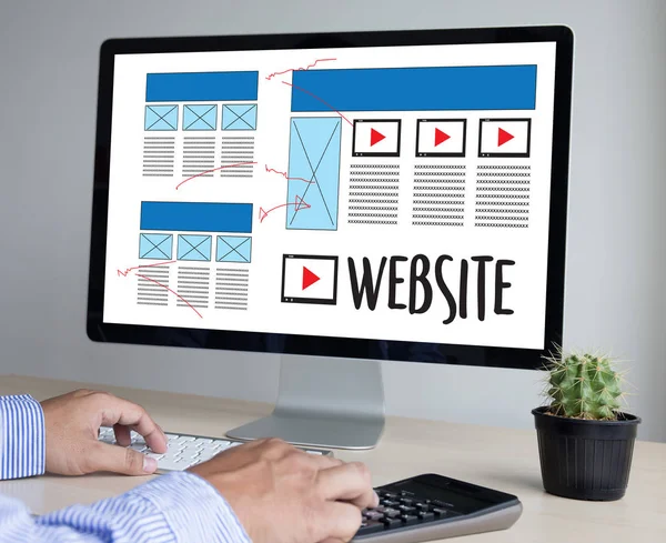 Web Design lay-out schets tekening Software Media Www en afbeelding — Stockfoto