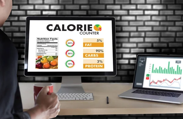 CALORIE лічильник застосунків Медичне харчування здорове Померти — стокове фото