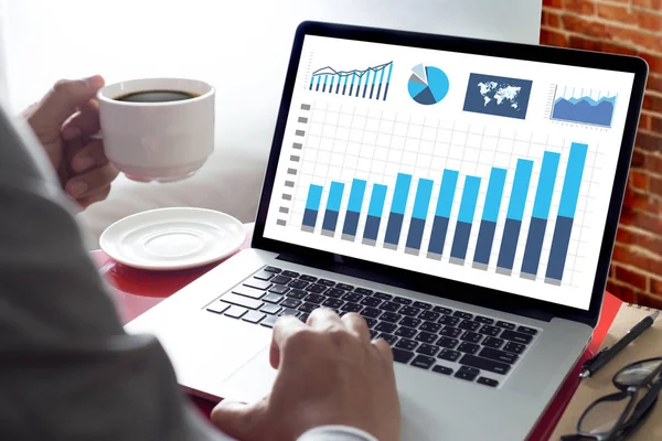 Statistik analys Business Data Diagram tillväxt öka marknaden — Stockfoto