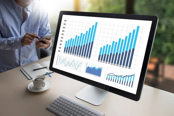 Analisi delle statistiche Dati aziendali Grafico Crescita Incremento del mercato — Foto Stock