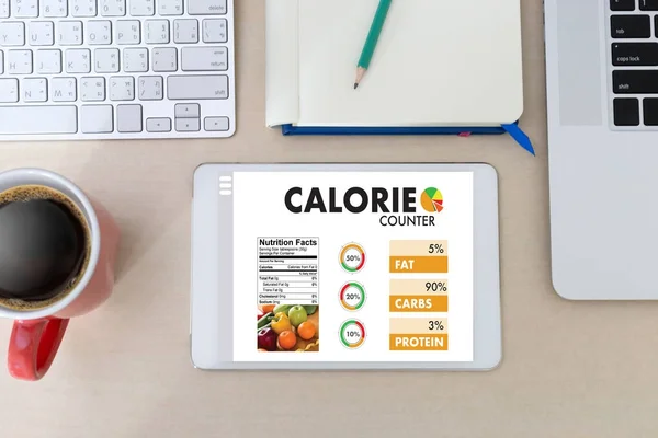 CALORIE comptage compteur application Médical manger sainement Die — Photo