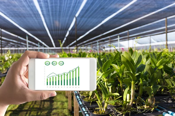 Agricultura tecnologia conceito homem Agronomista Usando um Tablet em — Fotografia de Stock