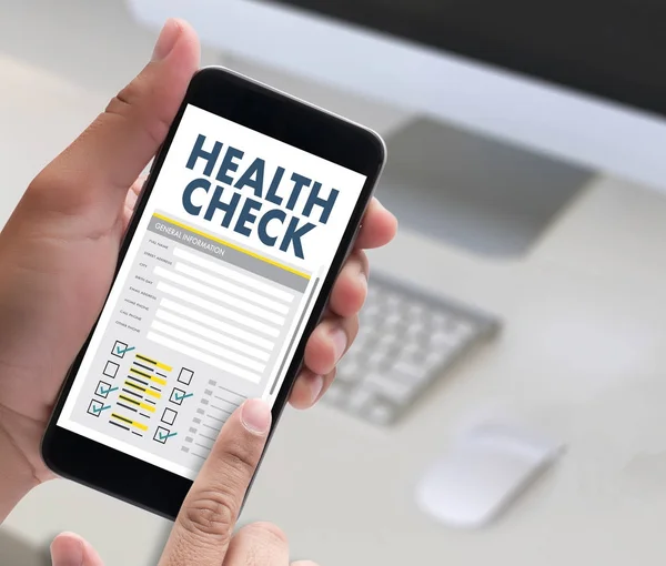 Digital HEALTH CHECK Concept working with computer interface as
