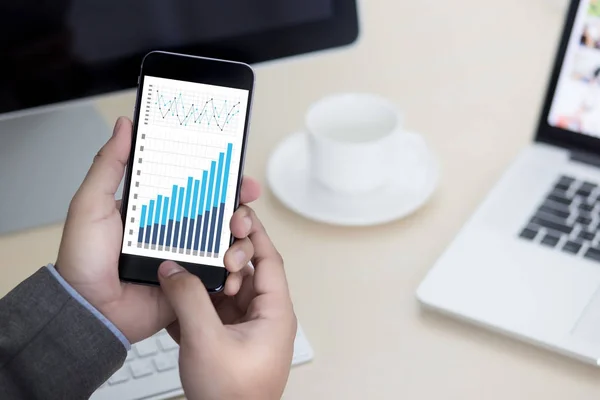 Analisis Statistik Data Bisnis Diagram Pertumbuhan Peningkatan Pasar — Stok Foto