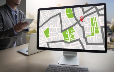 GPS harita yol hedef ağ bağlantısına yer sokak 