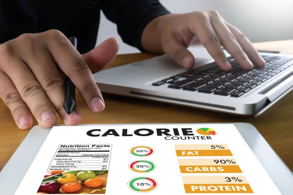 Kalorie počítání čítače aplikace lékařské jíst zdravě zemřít — Stock fotografie