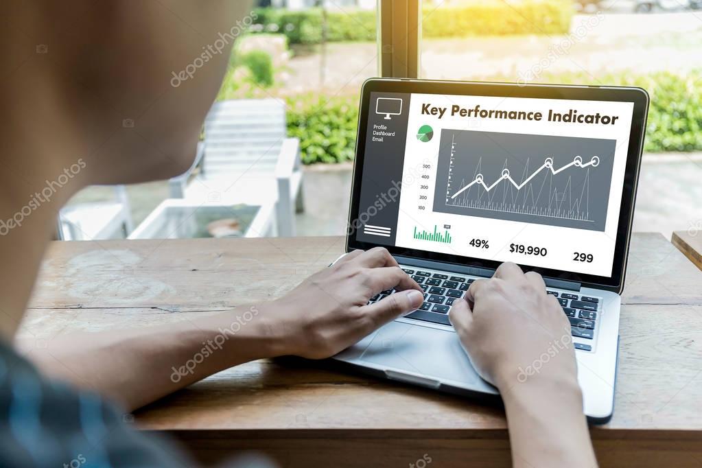 KPI acronym (Key Performance Indicator) Business team hands at w
