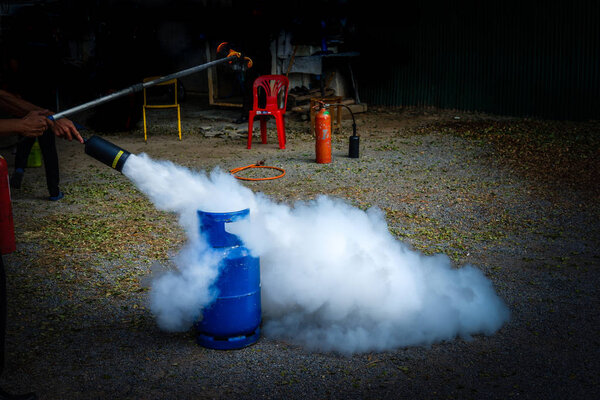 fire safety tank in the factory Practice a fire drill outdoor Ma