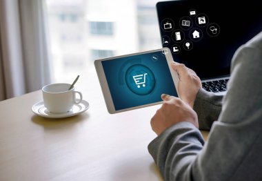 İş adamları teknoloji e-ticaret Internet küresel Marketi kullanın