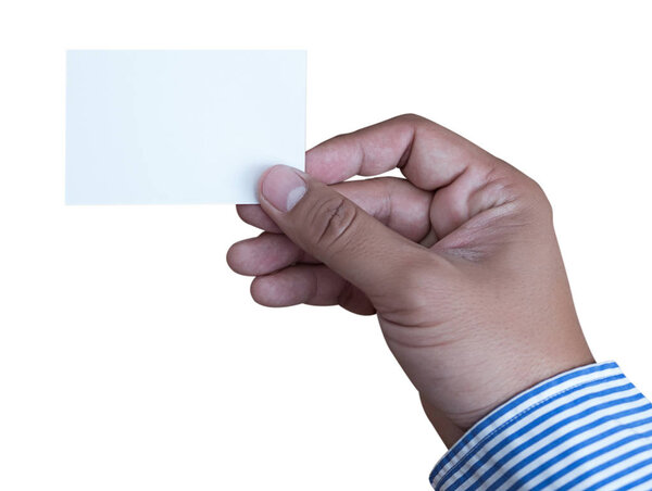 Hand hold blank white card mockup Business branding.