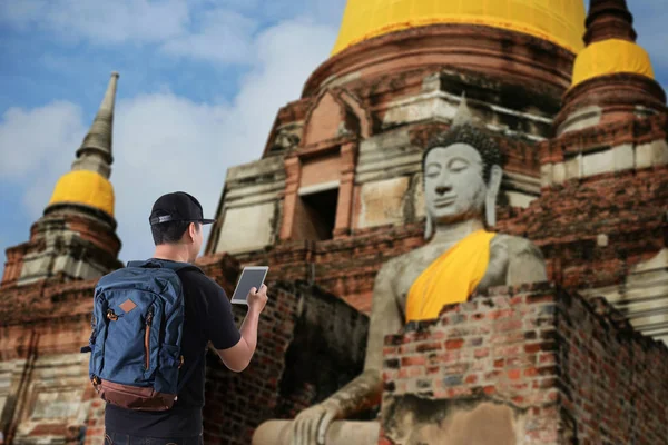 Young man Asian Happy tourists  traveling backpacker Tourist tra