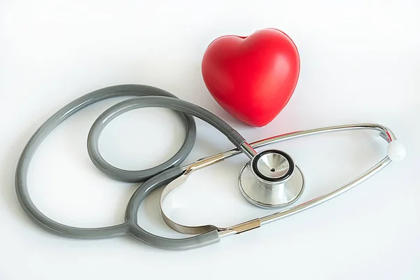 Red heart and a stethoscope Medical Equipment Healthcare medical — Stock Photo, Image