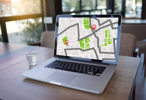 Mapa GPS do miejsca docelowego trasy połączenia sieciowego lokalizacji Street — Zdjęcie stockowe