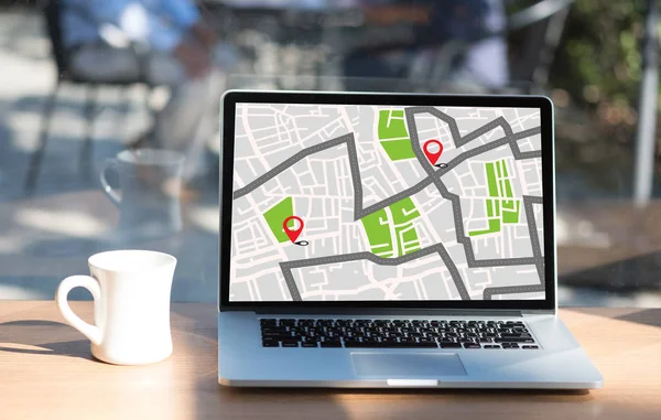 GPS Map to Route Destination network connection Location Street — Stock Photo, Image