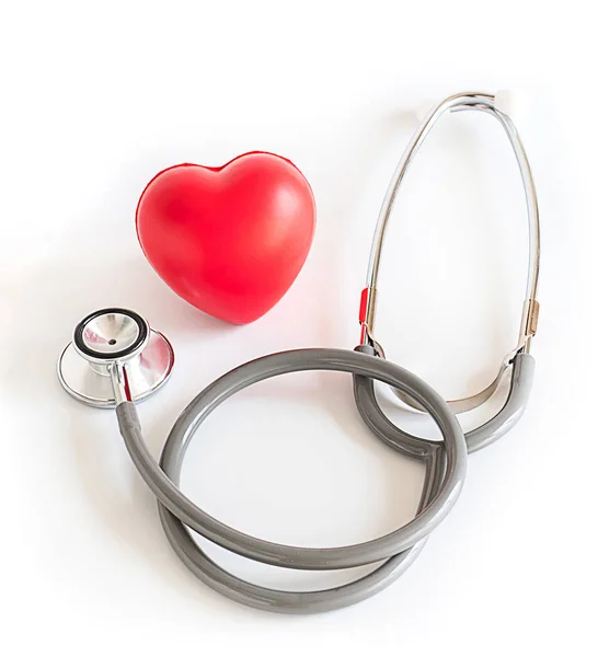 Red heart and a stethoscope Medical Equipment Healthcare medical — Stock Photo, Image