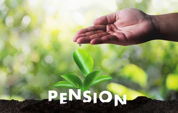 Concepção financeira de poupança de dinheiro de pensão e aposentadoria e peopl — Fotografia de Stock