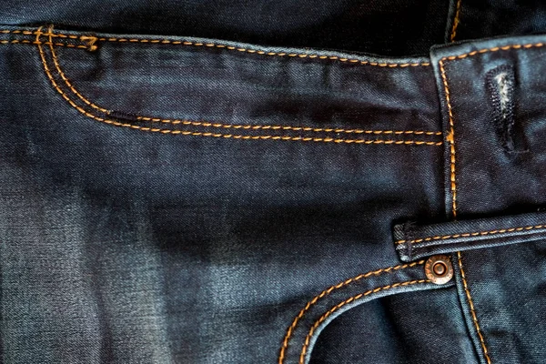 Fechar a textura Denim de jeans jeans e costurar para vintage — Fotografia de Stock